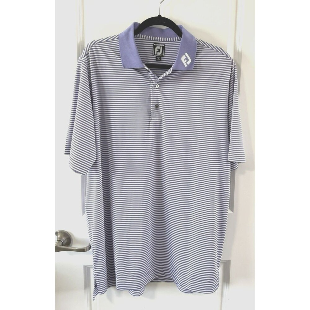 FootJoy Polo Mens Large Purple Striped Short Sleeve Golf Shirt Activewear